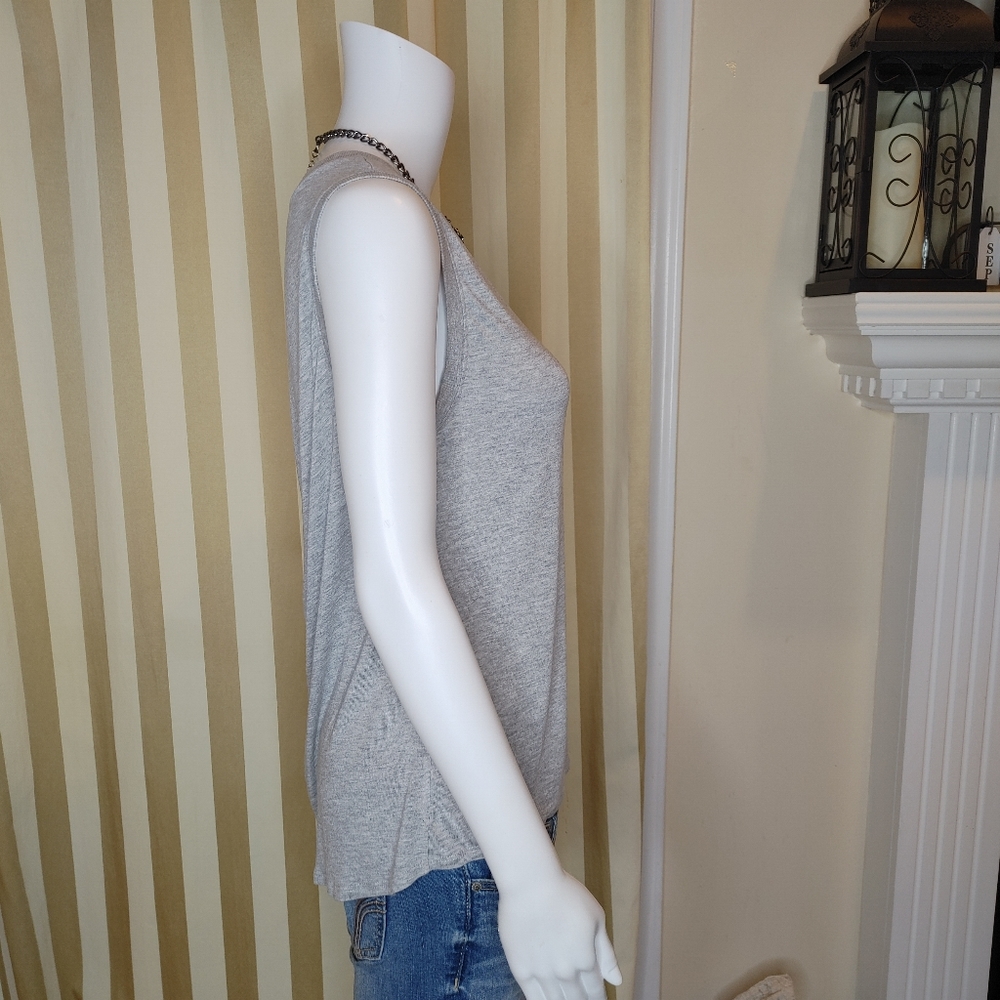 FEEL THE PIECE BY TERRE JACOBS TANK WITH ZIPPER DETAIL, GRAY M - Picture 3 of 8